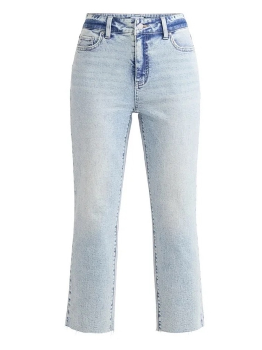 Time and Tru Women's Missy High Rise Straight Leg Cropped Raw Hem Jeans EUC